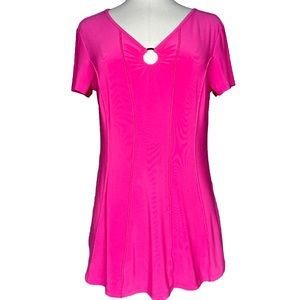 Juniper + Lime Barbie Pink Blouse Top Size S Metal Ring Funhaus Trendy 80s Retro